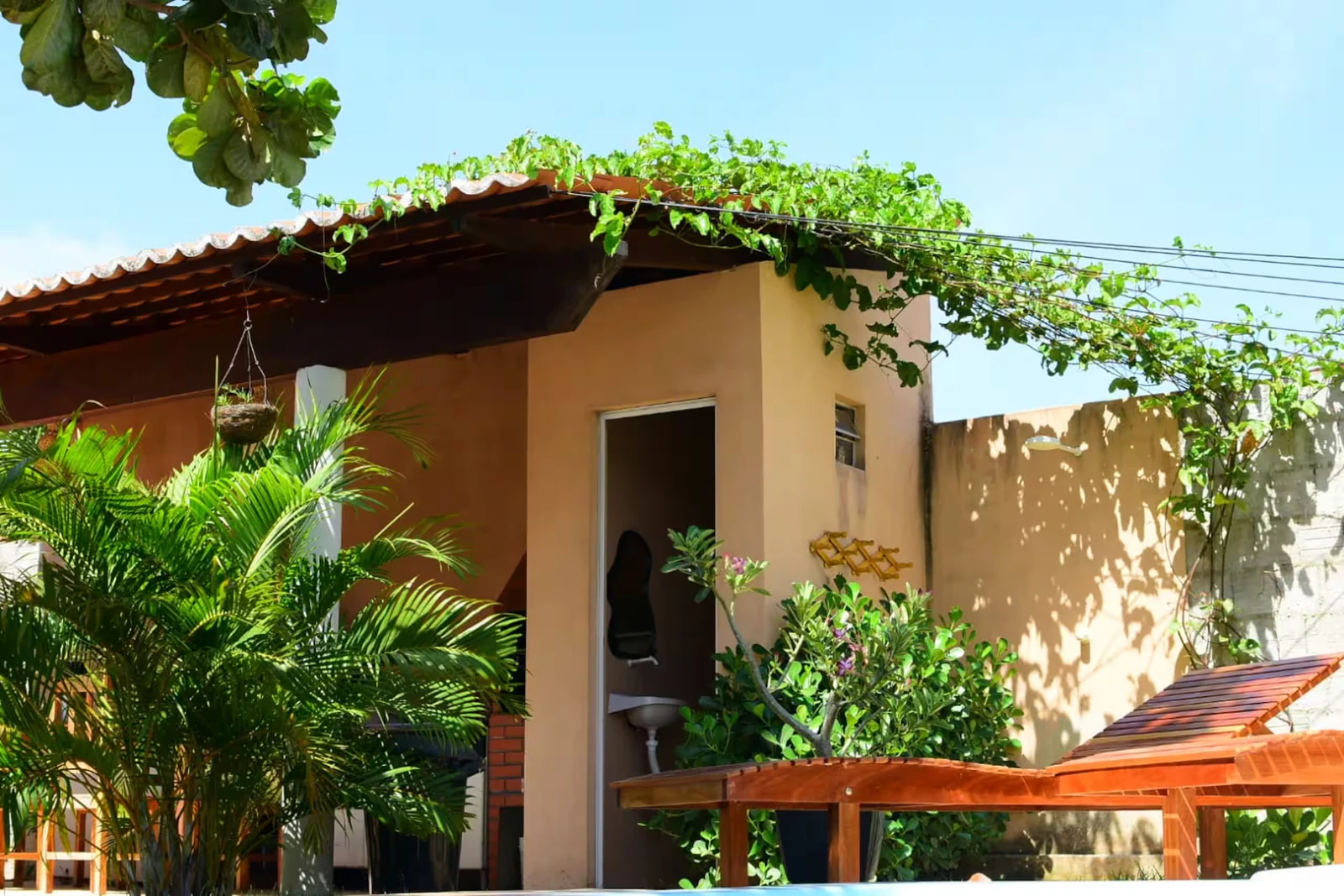 Varanda com trepadeira, casa em Jericoacoara